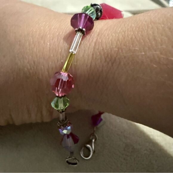 COLORFUL GEMSTONEā& CRYSTAL BRACELET āSTERLING SILVER CLASP ā ARTISAN STYLE 7.5ā - Picture 12 of 17